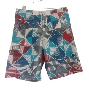 Ocean&Earth Board Shorts Mens L 36" Geometric Swim Trunks Surf Beach Lined